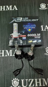 Лампа автомобильная LED Headlight 6000LM X3 9005 12V    X3 9005 12V-1 - фото 14843